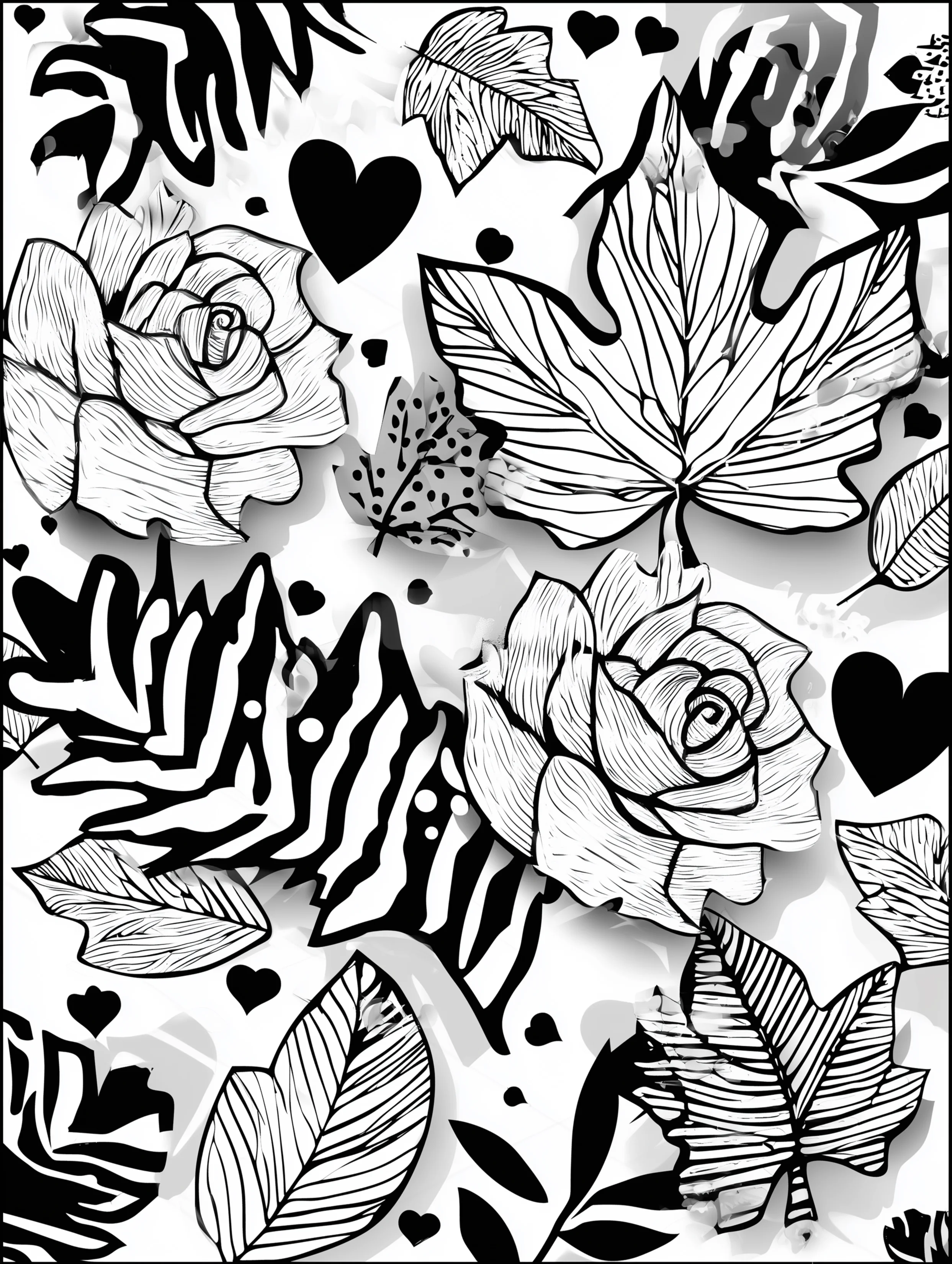 Free printable coloring page for adults featuring detailed leaves illustration